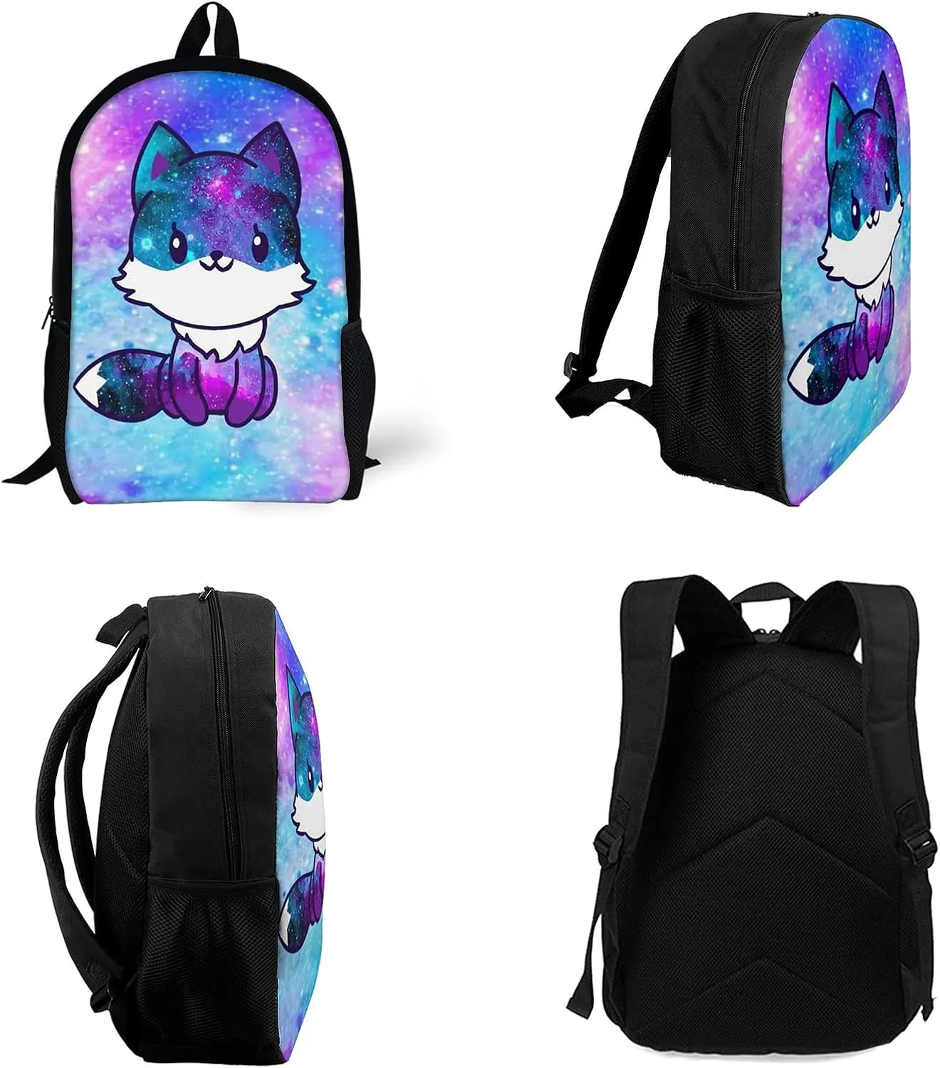 Galaxy Fox Pattern Backpack,Lightweight School College Bookbag Casual Student Travel Laptop Daypack - 17inch
