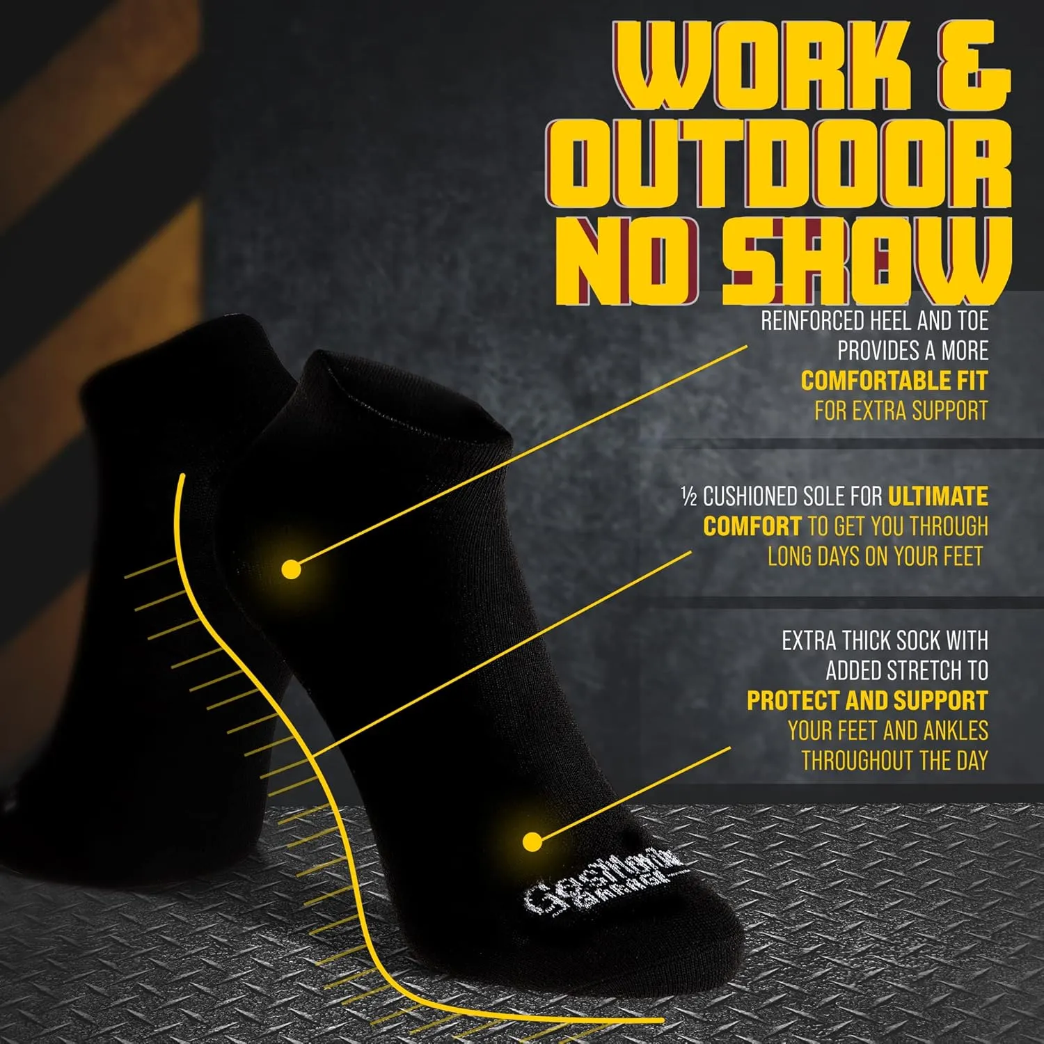 Gas Monkey Garage Performance Work & Outdoor Socks for Men, Moisture Control, Reinforced Heel & Toe, Sizes 8-13