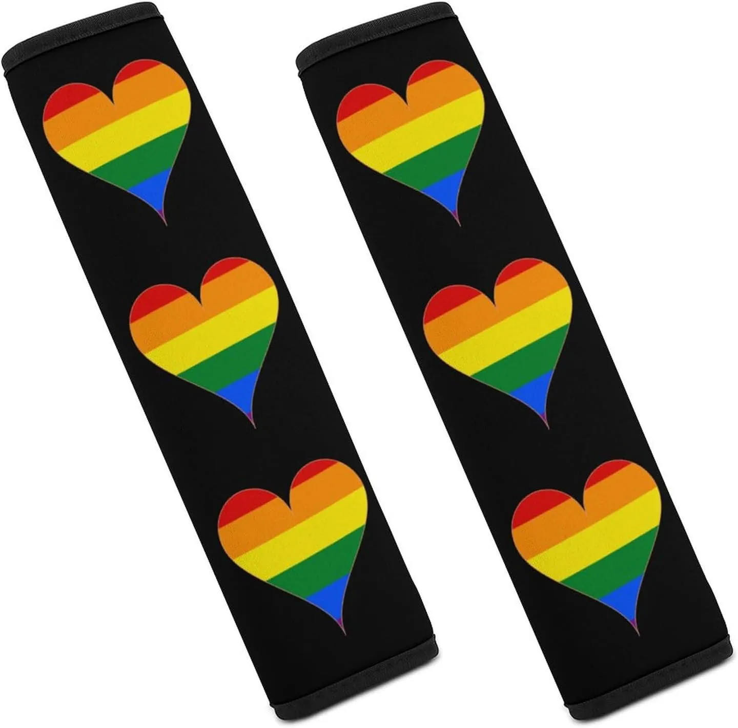 Gay Proud Rainbow Heart Fashion Car Seat Belt Cover Pad for Shoulder Bag Camera Soft Comfort Accessories 2PCS