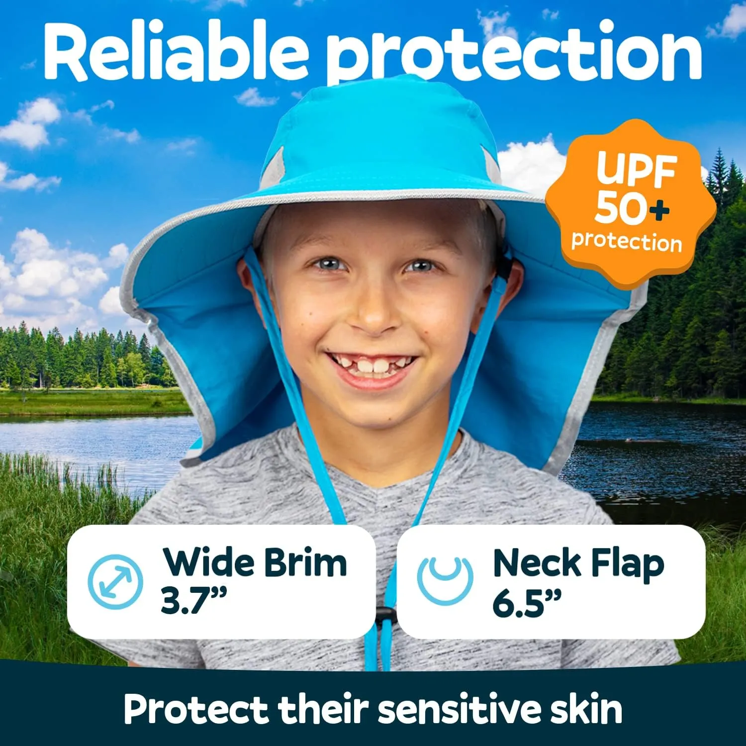 GearTOP Sun Hats for Kids UPF 50  Kids Sun Hat with Neck Flap Swim Hat for Boys & Girls