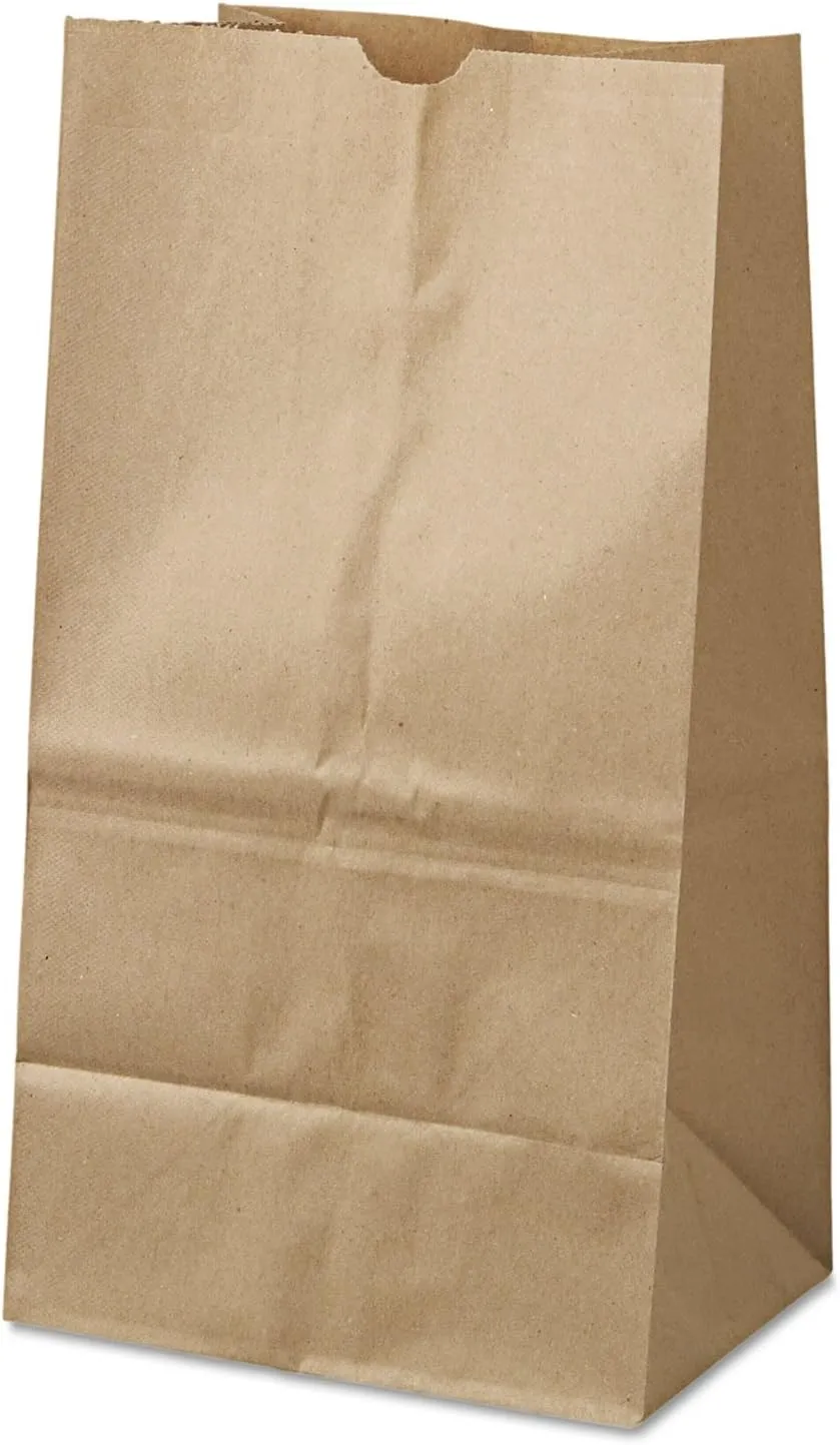 General GK25S500#25 Squat Paper Grocery Bag, 40lb Kraft, Standard 8 1/4 x6 1/8 x15 7/8, 500 bags