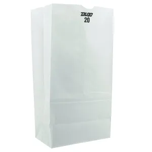 General GW20500 #20 Paper Grocery Bag, White, Standard 8 1/4 x 5 5/16 x 16 1/8 (Case of 500 Bags)