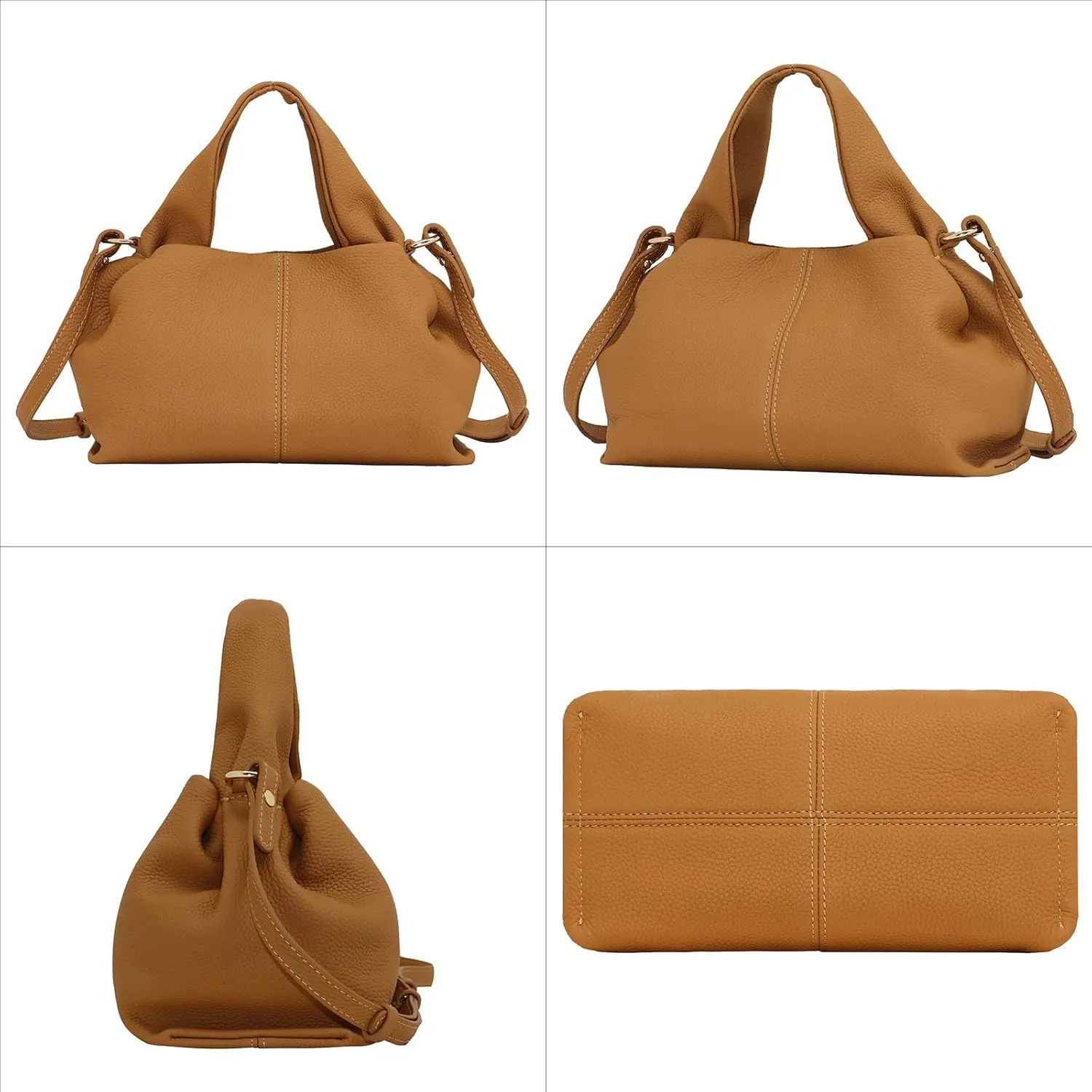 Genuine Leather Retro Shoulder Crossbody Bag for Women, Chic Dumpling Bag and Cute Cloud Handbag for Women