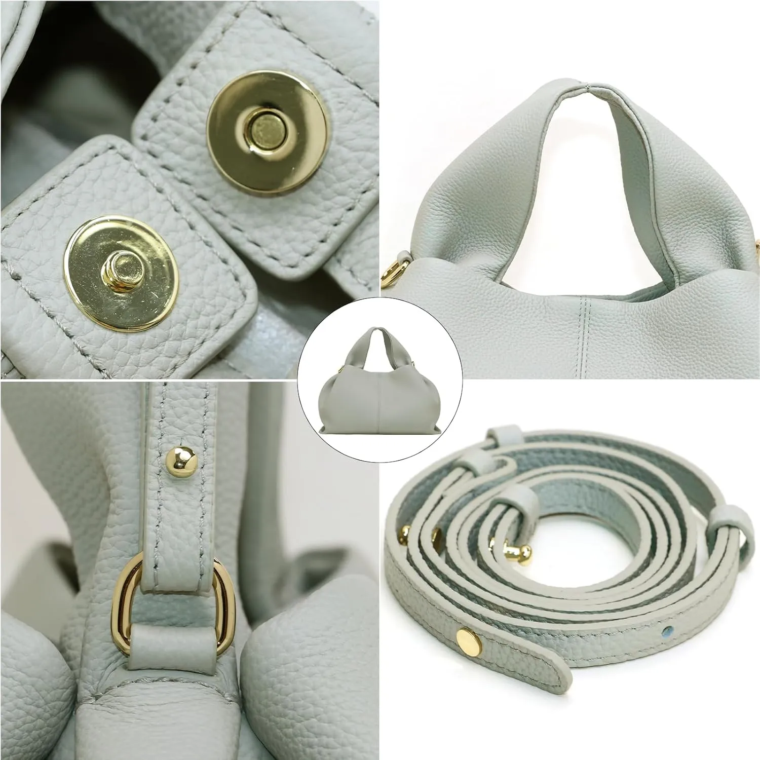 Genuine Leather Retro Shoulder Crossbody Bag for Women, Chic Dumpling Bag and Cute Cloud Handbag for Women