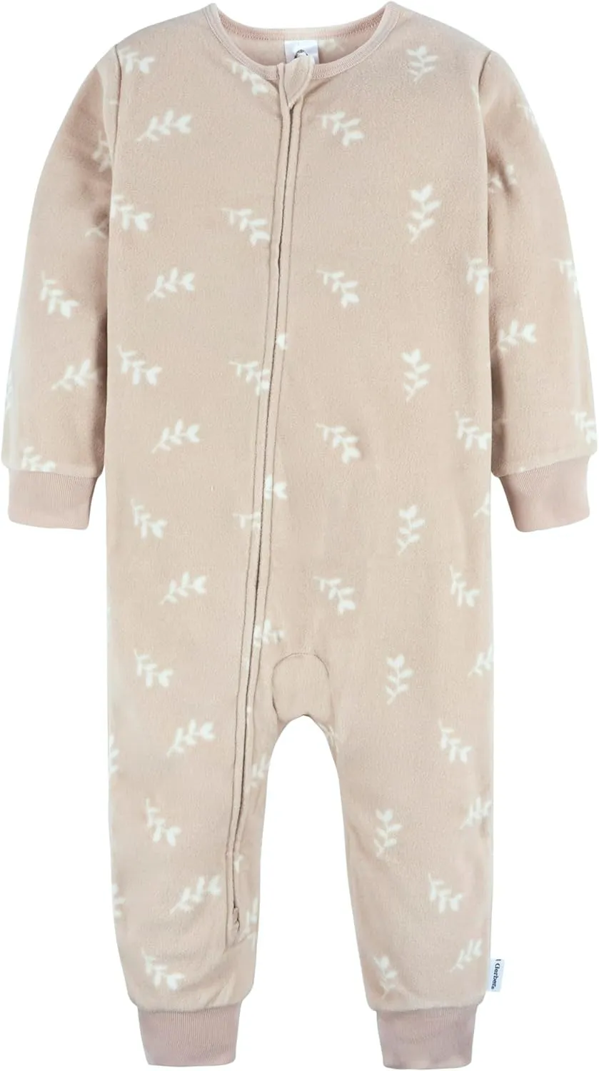 Gerber Baby Girls' Flame Resistant Fleece Footless Pajamas 3-Pack