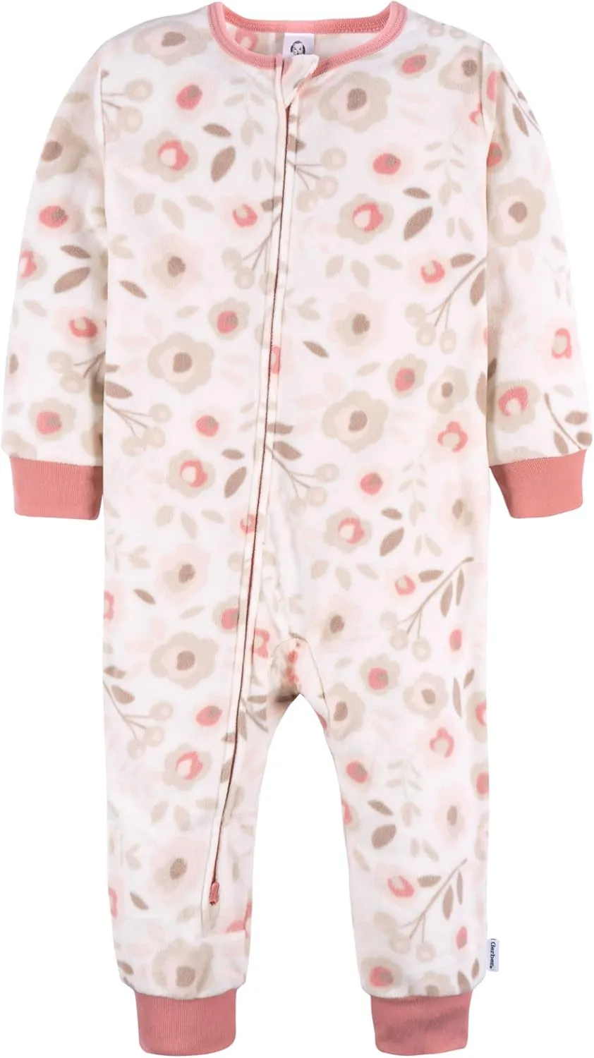 Gerber Baby Girls' Flame Resistant Fleece Footless Pajamas 3-Pack