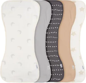 Gerber Baby Unisex Burp Cloths 5-Pack, Tan Grey, Size 10.5" x 21"