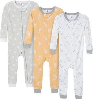 Gerber Unisex-Baby 3-Pack Snug Fit Footless One-Piece Cotton Pajamas