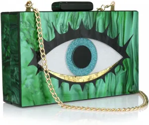 Gets Acrylic Clutch Purses for Women Evening Bag Eyes Multicolor Perspex Box Clutch Glitter Purse Handbags Crossbody Bag