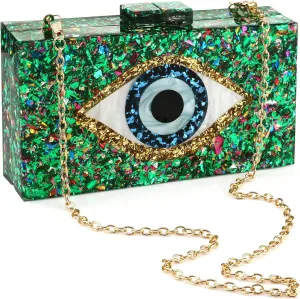 Gets Acrylic Clutch Purses for Women Evening Bag Eyes Multicolor Perspex Box Clutch Glitter Purse Handbags Crossbody Bag