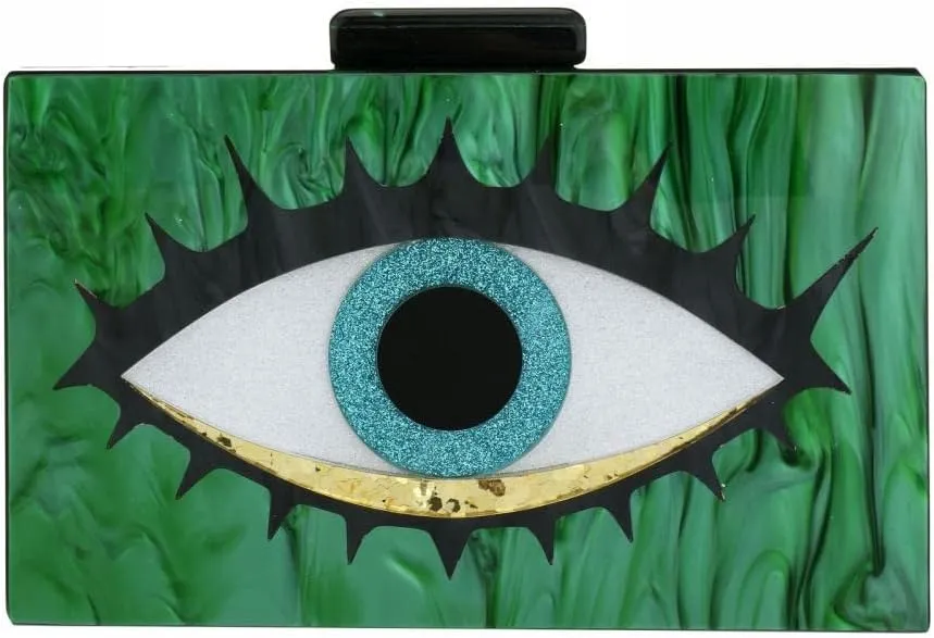 Gets Acrylic Clutch Purses for Women Evening Bag Eyes Multicolor Perspex Box Clutch Glitter Purse Handbags Crossbody Bag