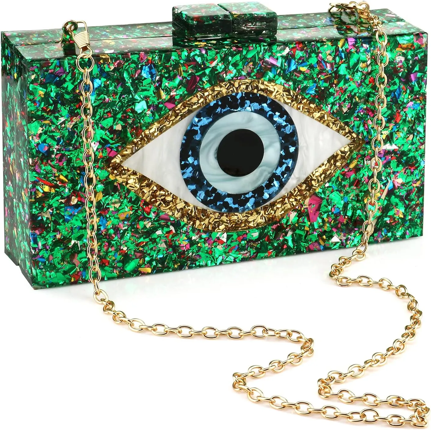 Gets Acrylic Clutch Purses for Women Evening Bag Eyes Multicolor Perspex Box Clutch Glitter Purse Handbags Crossbody Bag