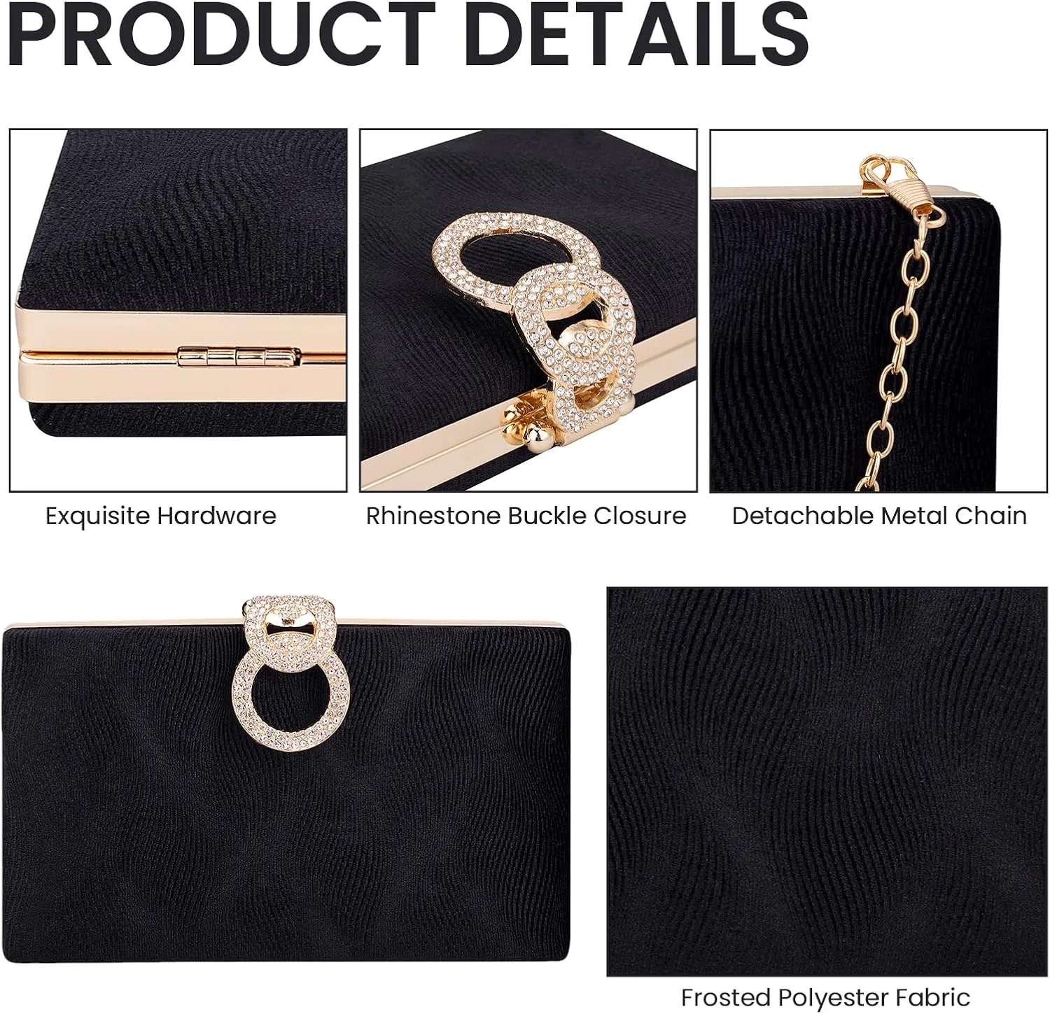 Gets Evening Clutch Purses for Women Handbags for Formal Bridal Wedding Party Cocktail Prom Small Crossbody Bag with Chain