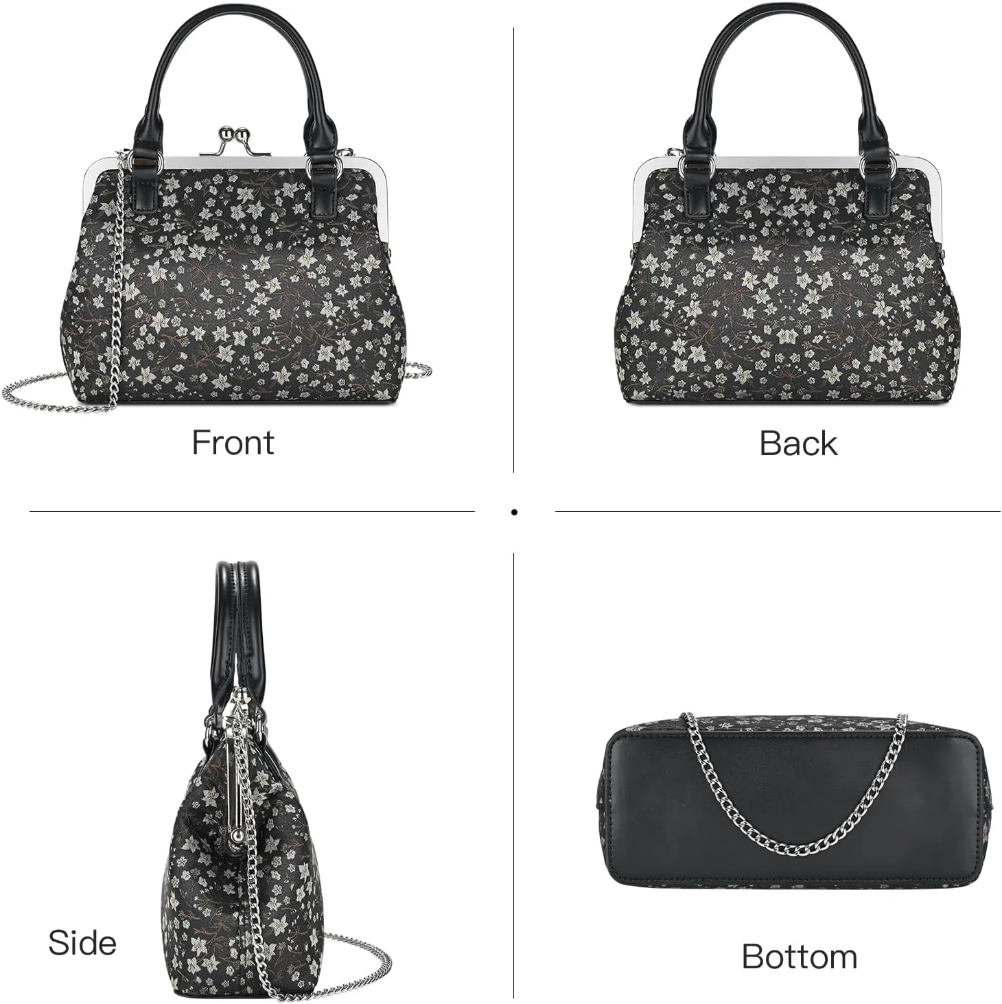 GM LIKKIE Kiss Lock Purses and Handbags, Vintage PU Leather Clutch Purses for Women, Top Handle Evening Handbag