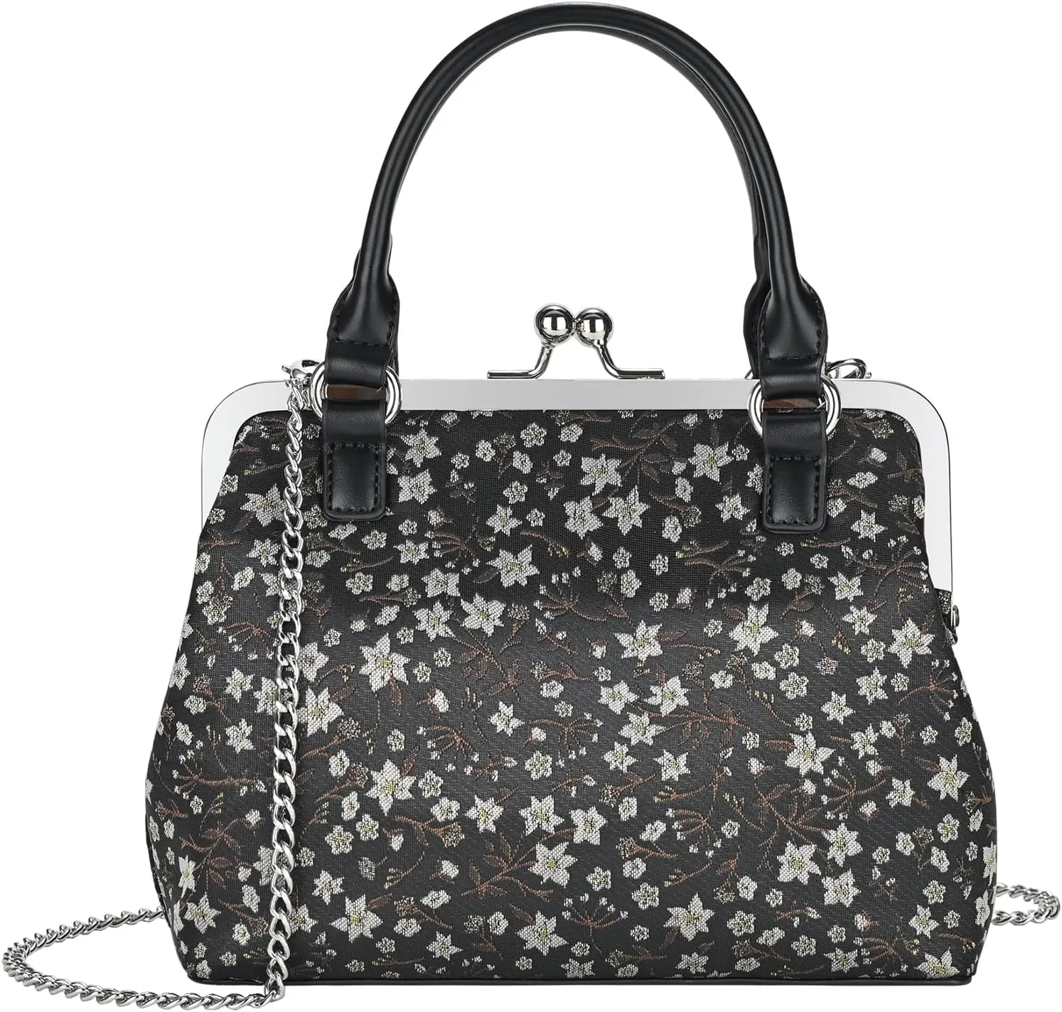 GM LIKKIE Kiss Lock Purses and Handbags, Vintage PU Leather Clutch Purses for Women, Top Handle Evening Handbag