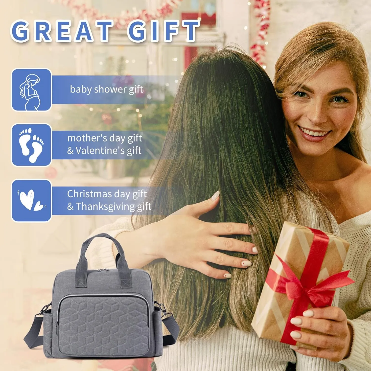 GOGOSO Crossbody Small Diaper Bag, Cute Mini Baby Diaper Tote Bags with Insulated Pockets for Traveling Outdoor Parent,l, Baby Necessities Bag