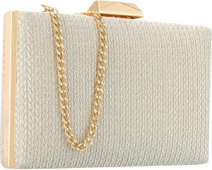 Gold Clutch Purse For Women - Evening Bag For Wedding, Party, Bridal, Prom - Shoulder Clutch Handbag