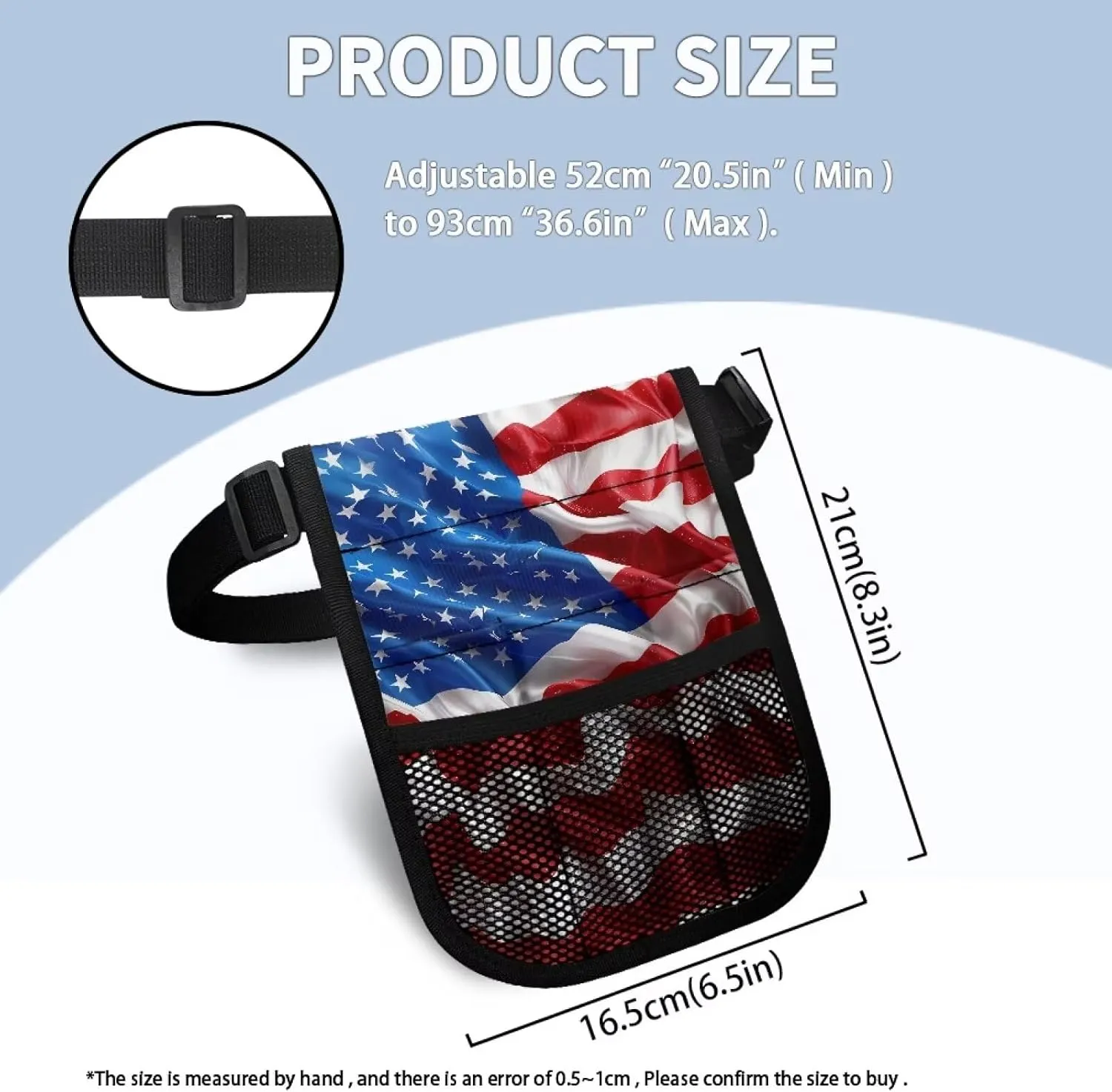 Gomyblomy American Flag Nurse Belt Organizer Pouch, Large Capacity Fanny Pack for Nurses, Nurse Waist Bag with Multiple Comparments, Practical Tool Belt Bag for Women Men