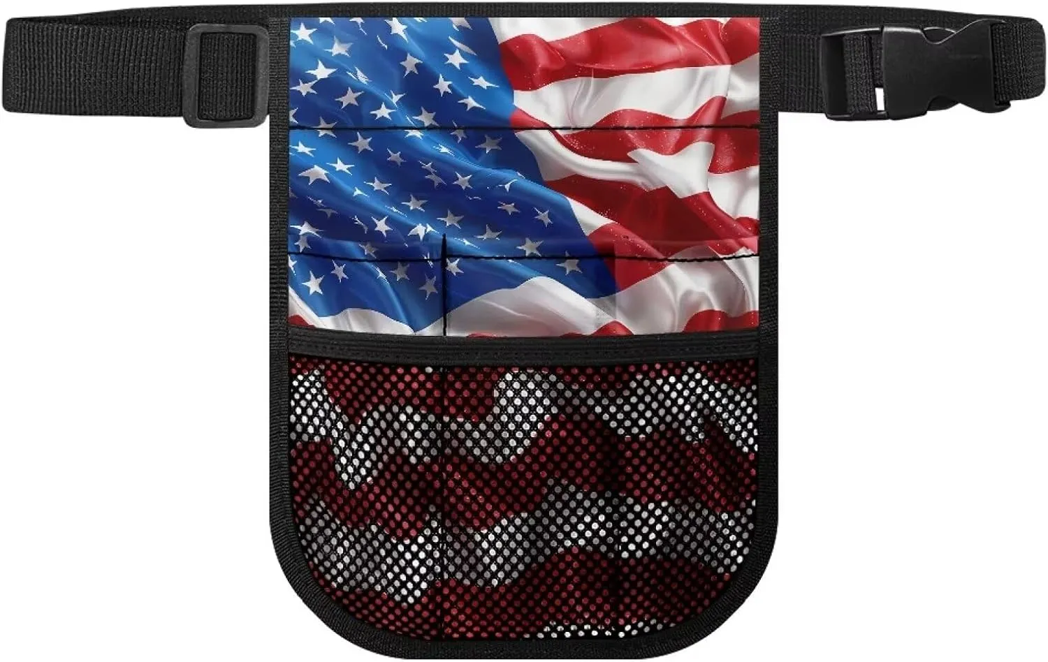 Gomyblomy American Flag Nurse Belt Organizer Pouch, Large Capacity Fanny Pack for Nurses, Nurse Waist Bag with Multiple Comparments, Practical Tool Belt Bag for Women Men
