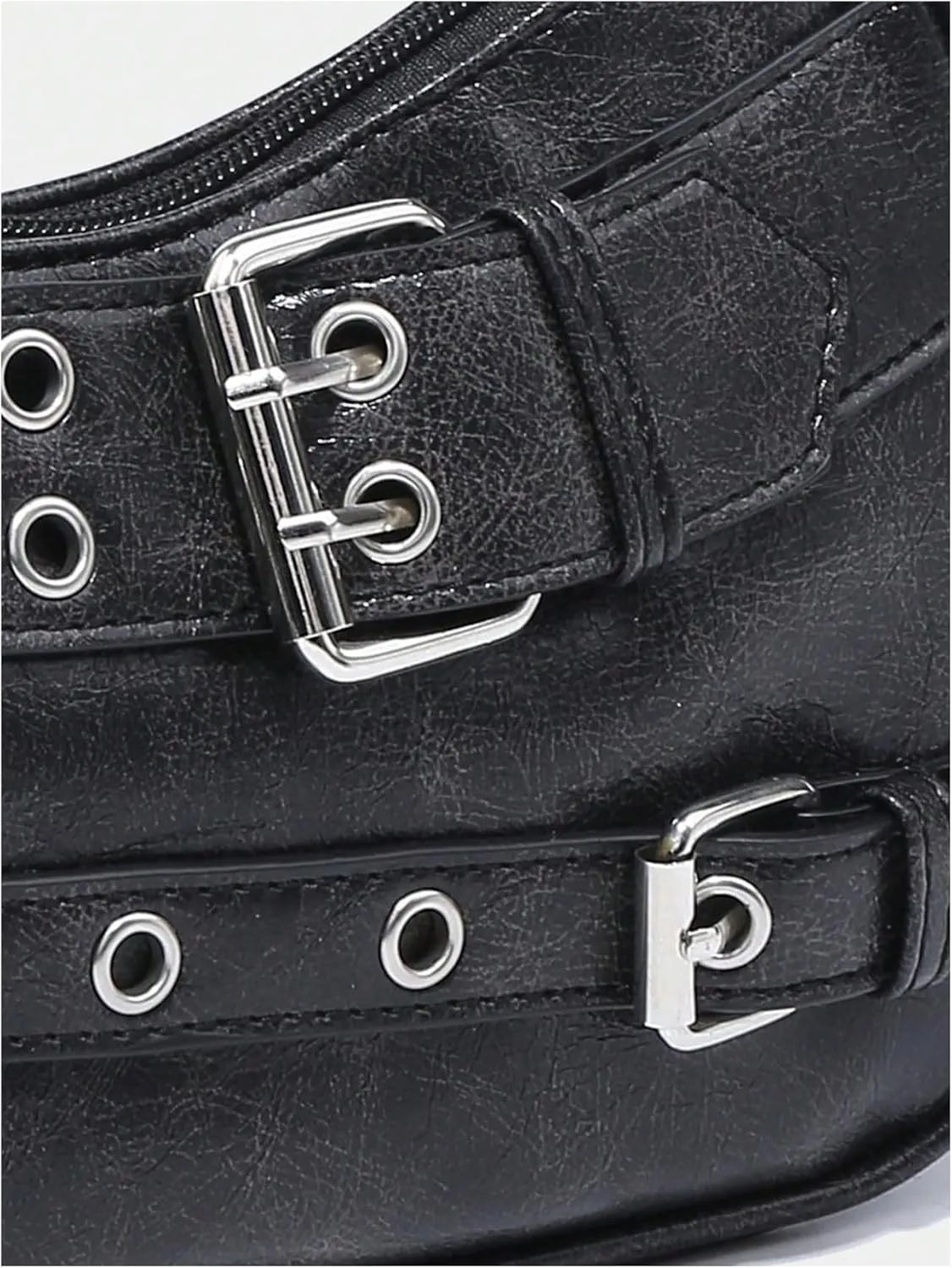 GORGLITTER Women's Buckle Shoulder Bag Y2k Leather Handbags Purse Purse PU Leather Clutch Handbag