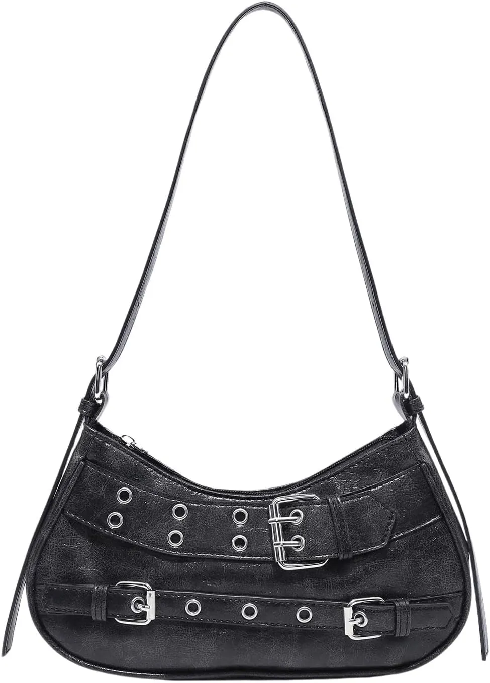 GORGLITTER Women's Buckle Shoulder Bag Y2k Leather Handbags Purse Purse PU Leather Clutch Handbag