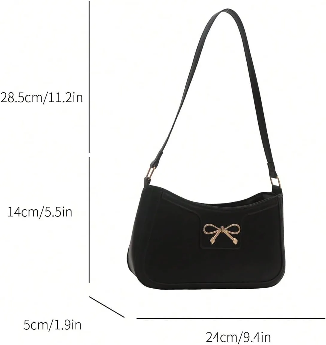 GORGLITTER Women's Metal Bow Purse Square Clutch Bag Underarm Shoulder Handbags