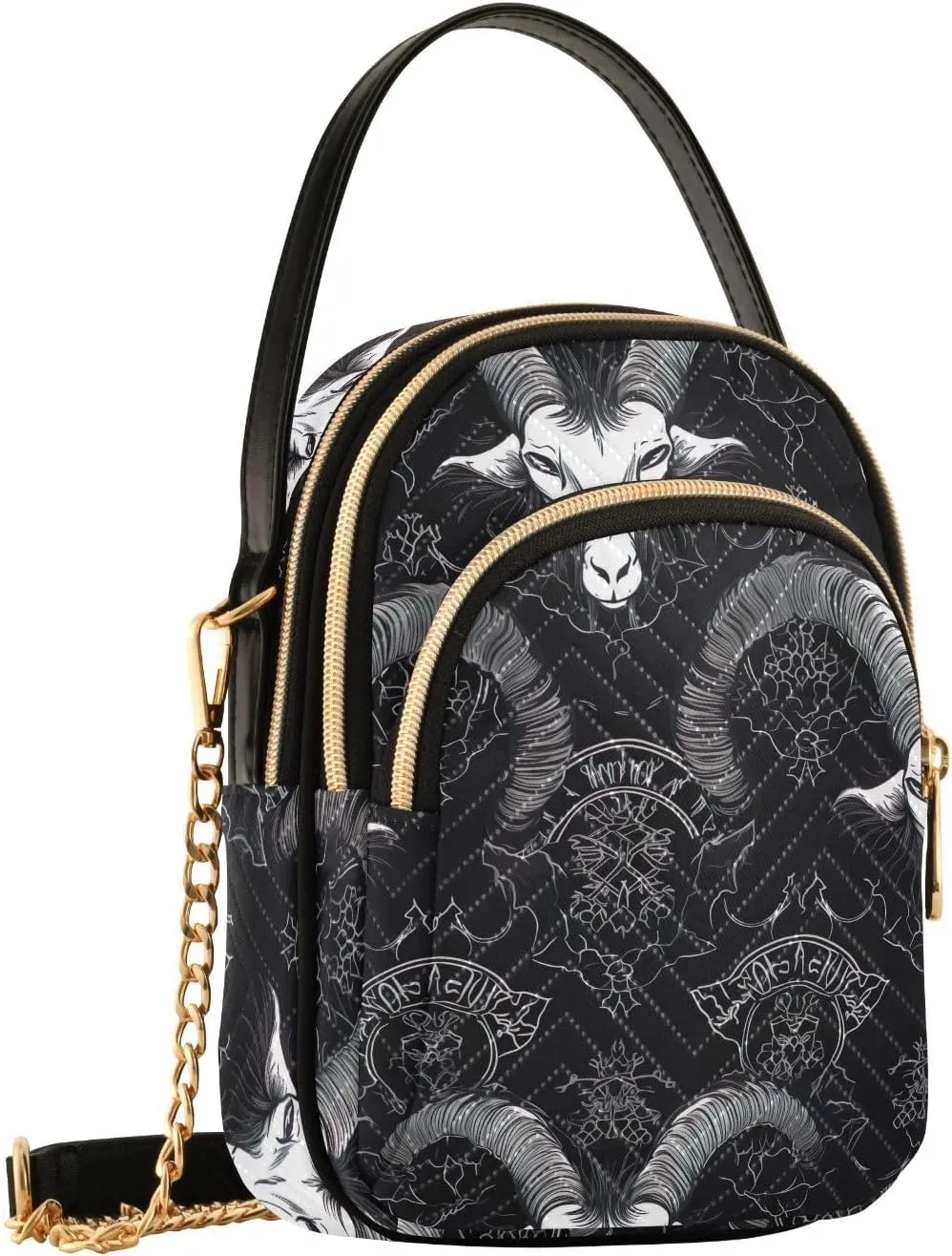 Gothic Goat Heads Small Crossbody Bags for Women Cell Phone Shoulder Purse Handbags Wallet 21216622