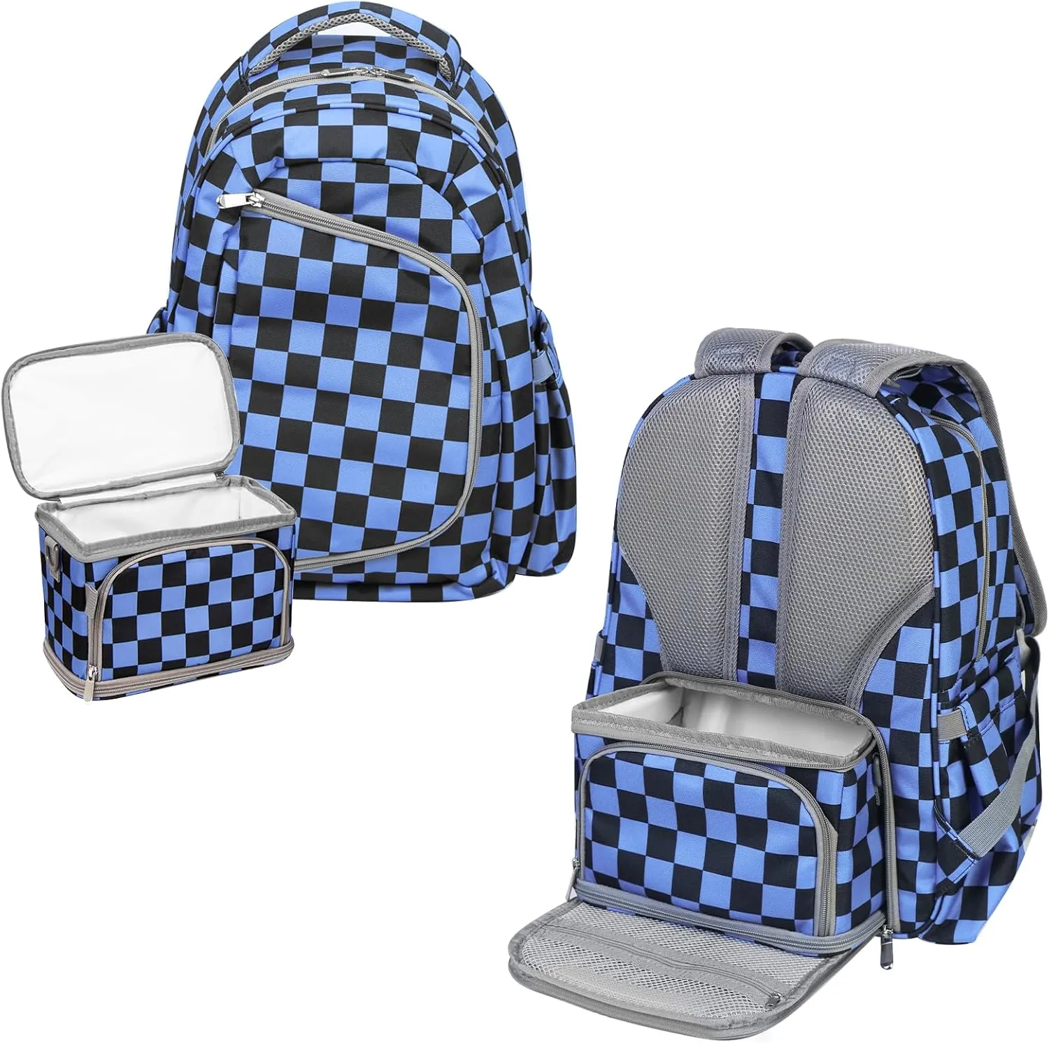 Grid Diaper Backpack Maternity Bags With Travel Insulated Bag Travel Back Pack Diaper Changing Bags Diaper Backpack For Mom Dad Waterproof Baby Bag Backpack Set of 2, Grid