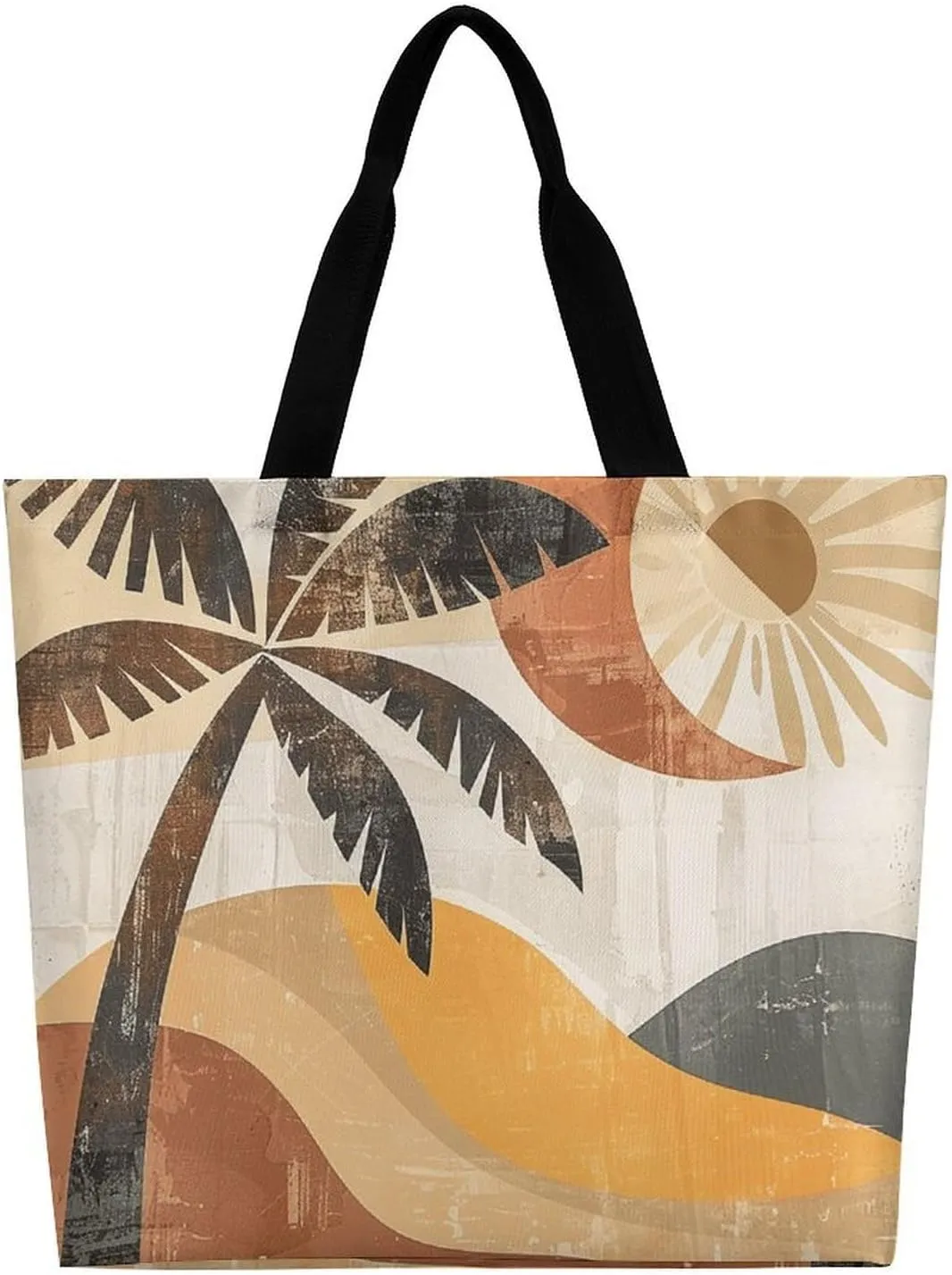 Grocery Bag Reusable Tote Bag Foldable Two Cranes Painting Shopping Bag Handbag Washable Shoulder Bag for Travel
