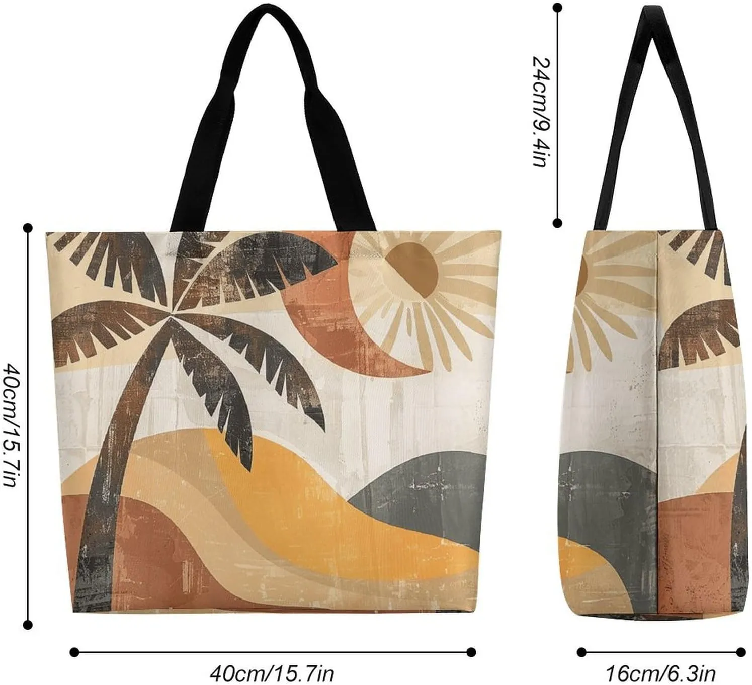 Grocery Bag Reusable Tote Bag Foldable Two Cranes Painting Shopping Bag Handbag Washable Shoulder Bag for Travel