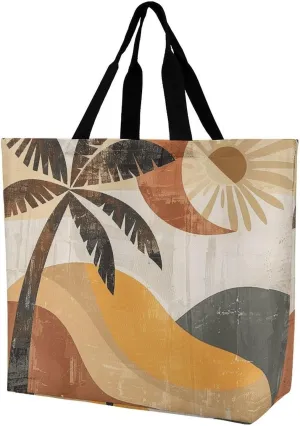 Grocery Bag Reusable Tote Bag Foldable Two Cranes Painting Shopping Bag Handbag Washable Shoulder Bag for Travel
