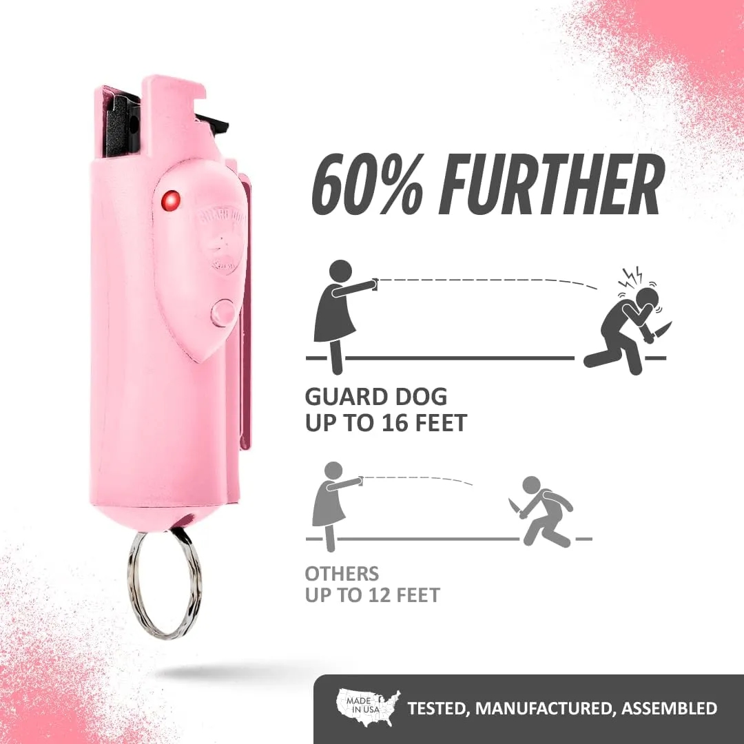 Guard Dog Security Pepper Spray Self Defense for Women, Men, OC Spray, AccuFire World’s Only Laser Sight Pepper Spray Keychain with Belt Clip for Quick Access, 16 Feet Range