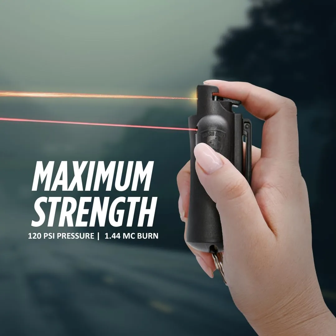 Guard Dog Security Pepper Spray Self Defense for Women, Men, OC Spray, AccuFire World’s Only Laser Sight Pepper Spray Keychain with Belt Clip for Quick Access, 16 Feet Range