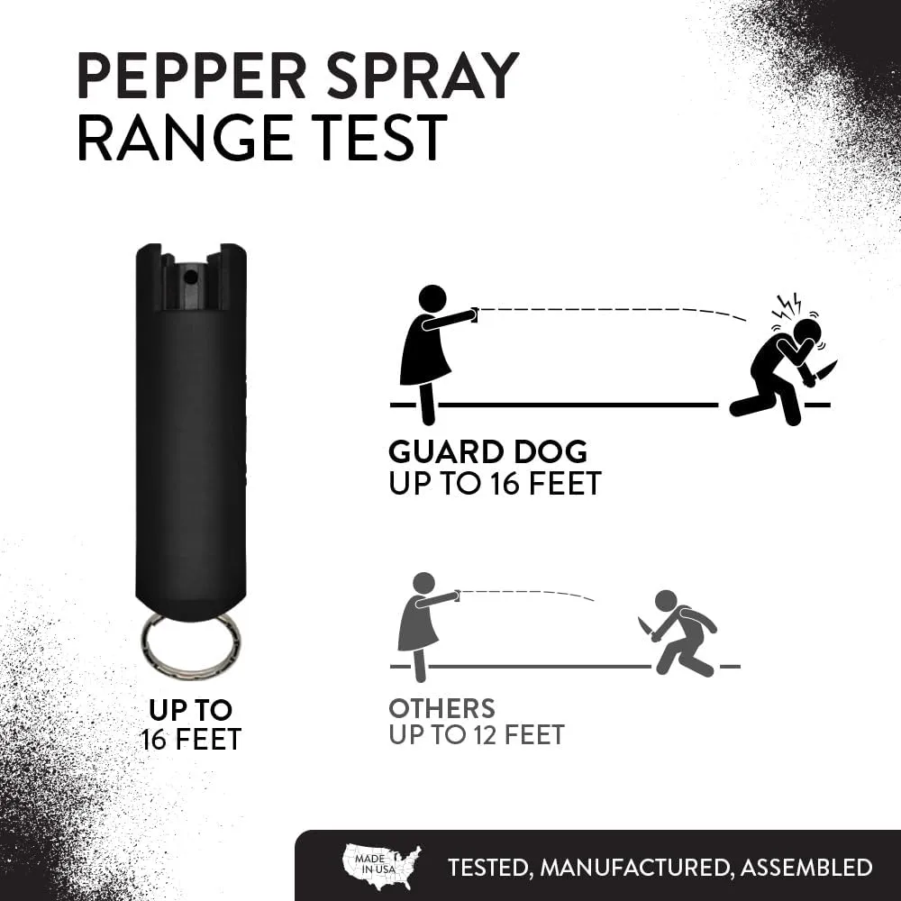Guard Dog Security Quick Action Pepper Spray Self Defense Keychain, Maximum Strength 1.44 MC, OC Spray, 16-Foot Range, Twist-Lock Safety, Belt Clip for Easy Carry for Women and Men, Made in USA