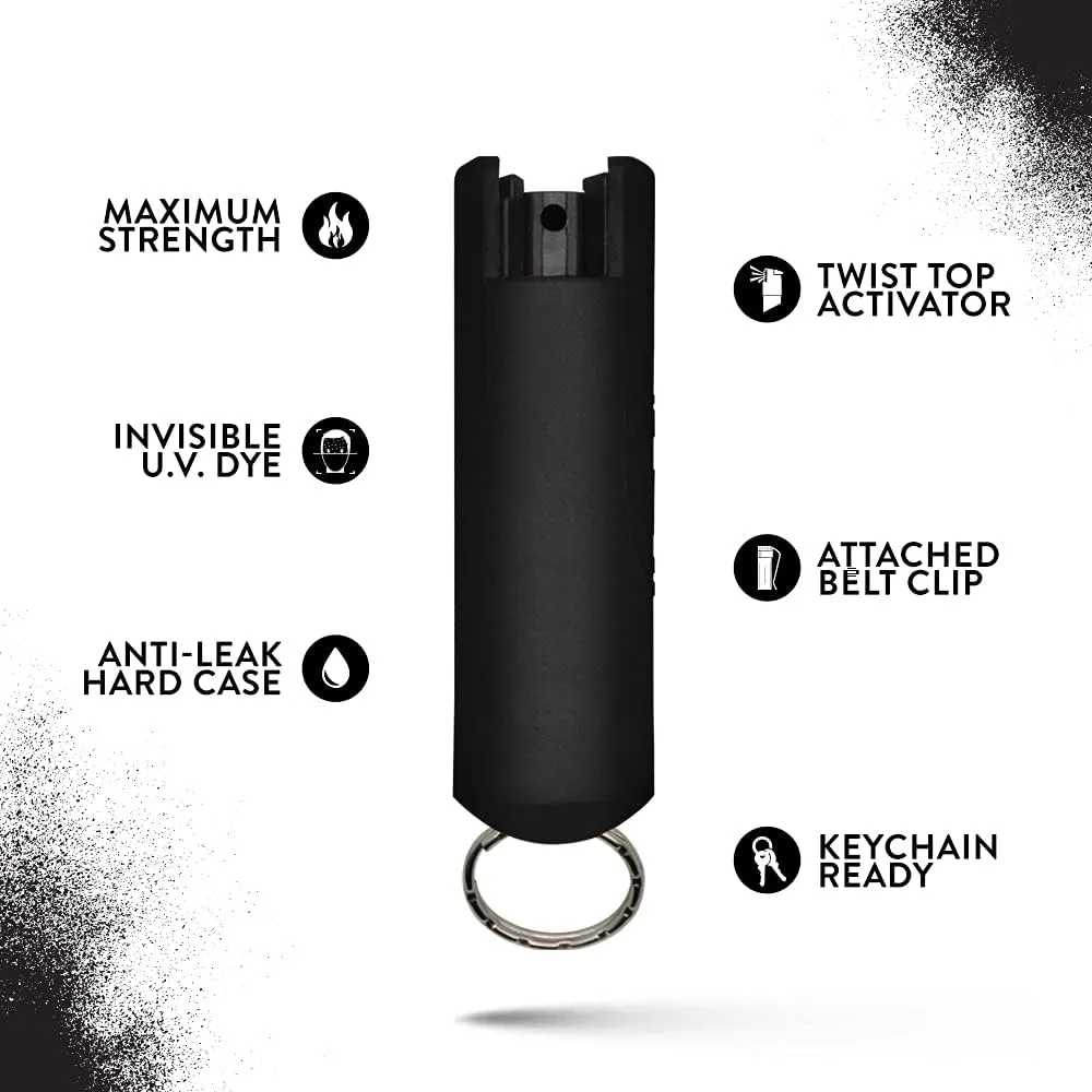 Guard Dog Security Quick Action Pepper Spray Self Defense Keychain, Maximum Strength 1.44 MC, OC Spray, 16-Foot Range, Twist-Lock Safety, Belt Clip for Easy Carry for Women and Men, Made in USA