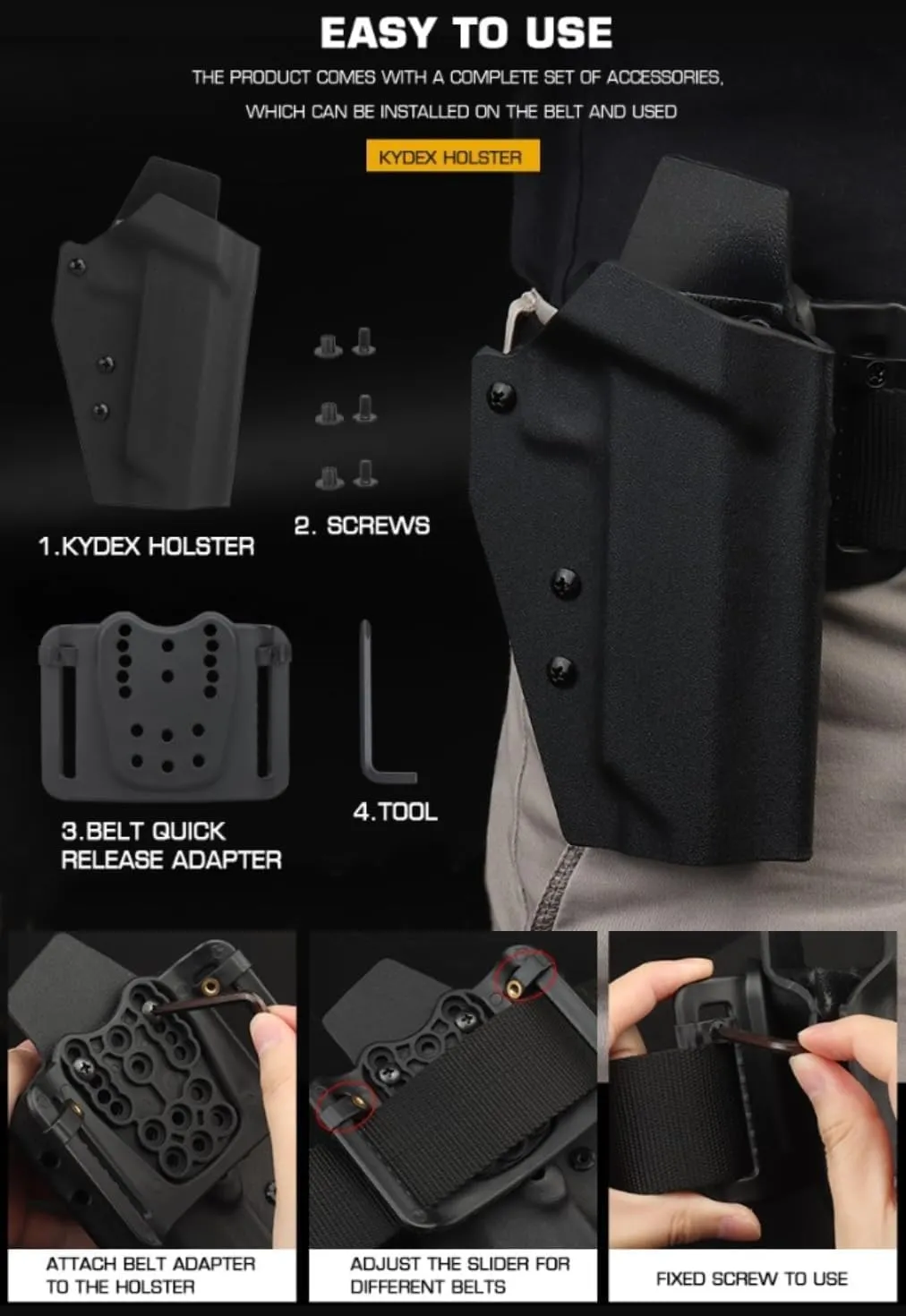 Gun Holster K.ydex Lightweight Material for T.TI 2011 C.OMBAT M.Aster Hunting Airsoft CS Games Quick Draw Holsters