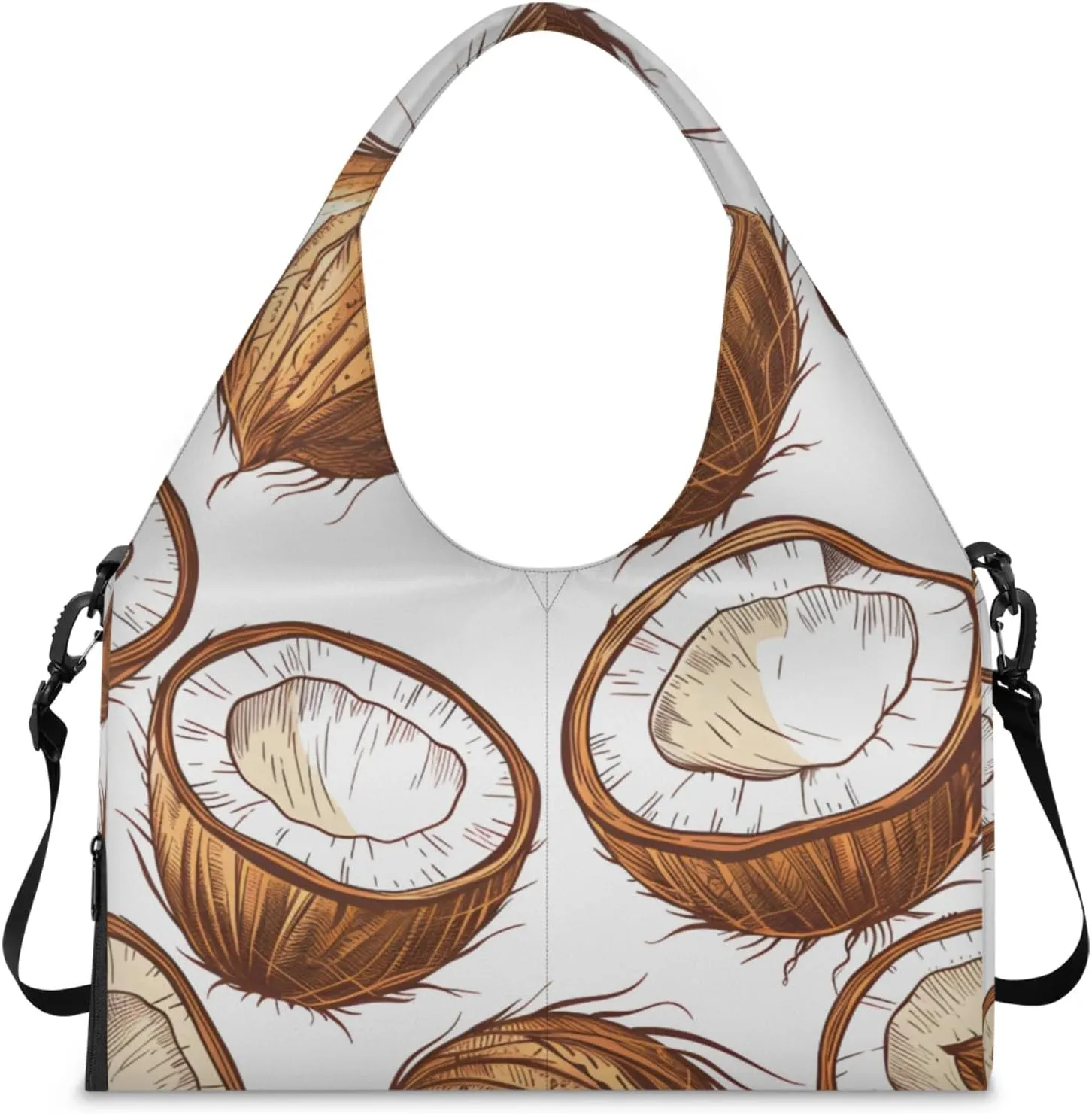 Gym Bag for Women Coconut Print Duffel Bag with Shoe Compartment and Yoga Mat Holder Portable Weekender Bags Travel Tote Bags