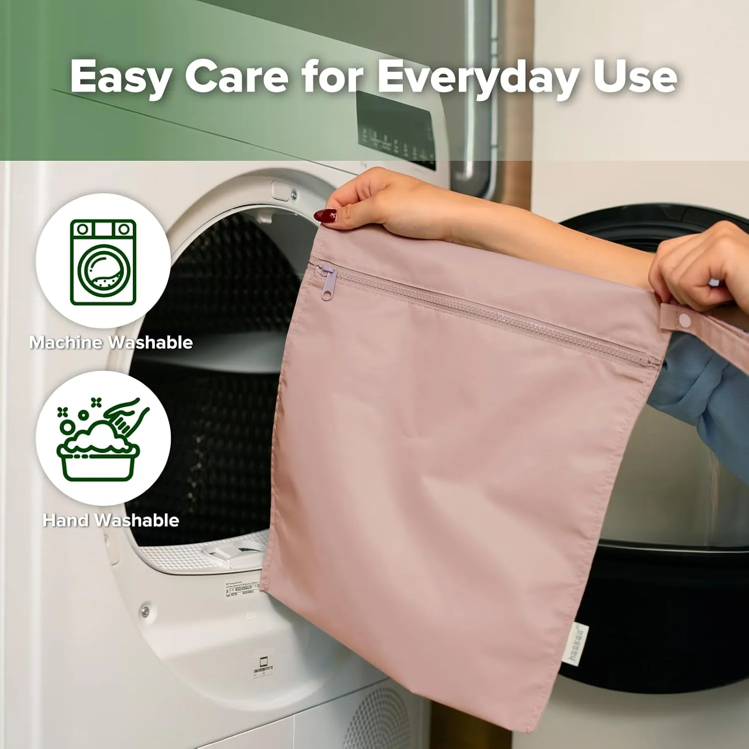 haakaa Waterproof Wet Bags for Baby, Wet Dry Bags for Diaper Bag, Travel, Swimsuit, Beach, Pool, Pump Parts, Stroller, Daycare,Yoga, Blush