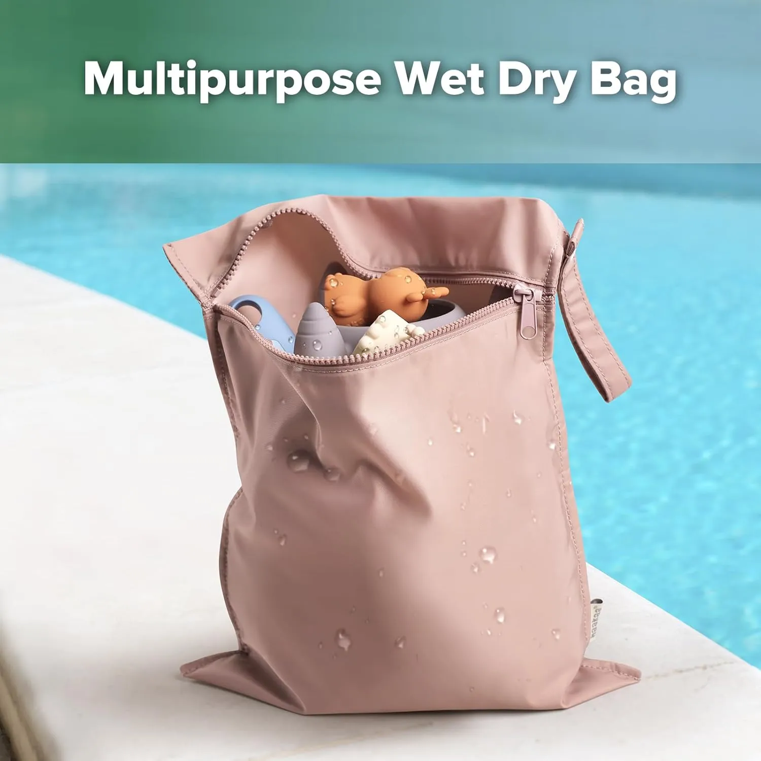 haakaa Waterproof Wet Bags for Baby, Wet Dry Bags for Diaper Bag, Travel, Swimsuit, Beach, Pool, Pump Parts, Stroller, Daycare,Yoga, Blush