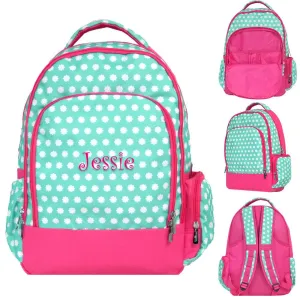 Hadley Bloom Monogrammed Mint Dot Backpack