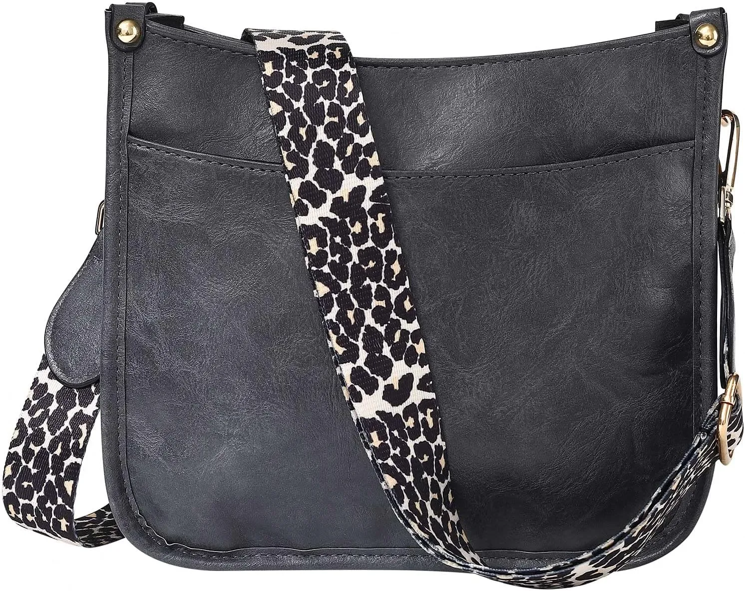 HAIBOLAN Women's Leopard Guitar Strap Crossbody Purse Shoulder Bucket Cross-body Purse