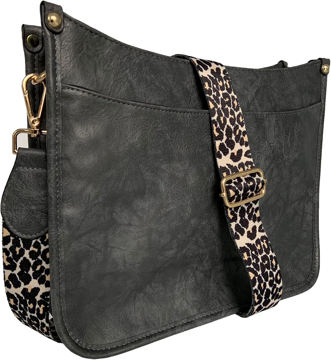 HAIBOLAN Women's Leopard Guitar Strap Crossbody Purse Shoulder Bucket Cross-body Purse