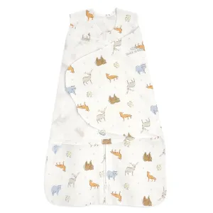 HALO 100% Cotton Sleepsack Swaddle, 3-Way Adjustable Wearable Blanket, TOG 1.5, Forest Friends, Small, 3-6 Months