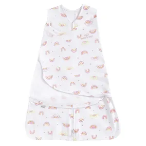 HALO 100% Cotton Sleepsack Swaddle, 3-Way Adjustable Wearable Blanket, TOG 1.5, Sunshine Rainbows, Small, 3-6 Months