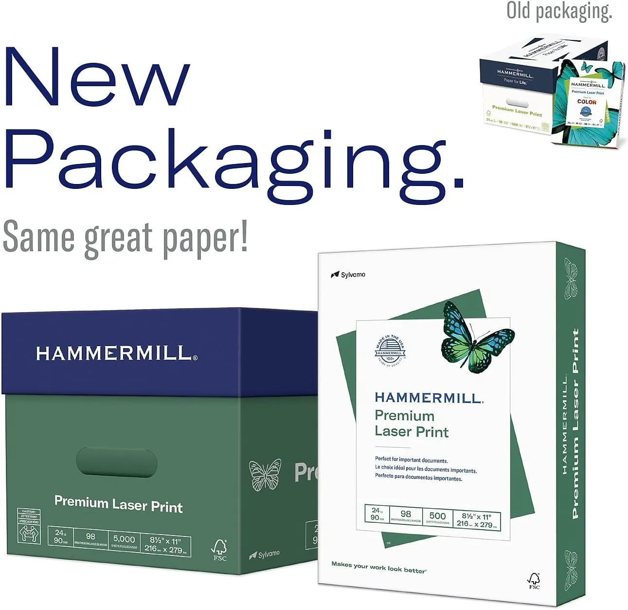 Hammermill Printer Paper, Premium Laser Print 24 lb, 8.5 x 11-10 Ream (5000 Sheets) - 98 Bright, Made in the USA, 104604C