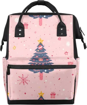 Hand Painted Snowflake Star Christmas Tree Diaper Bag Mommy Bags With Adjustable Shoulder Strap Waterproof Multifunction Shoulder Bag Travel Large Capacity Backpack for Moms And Dads