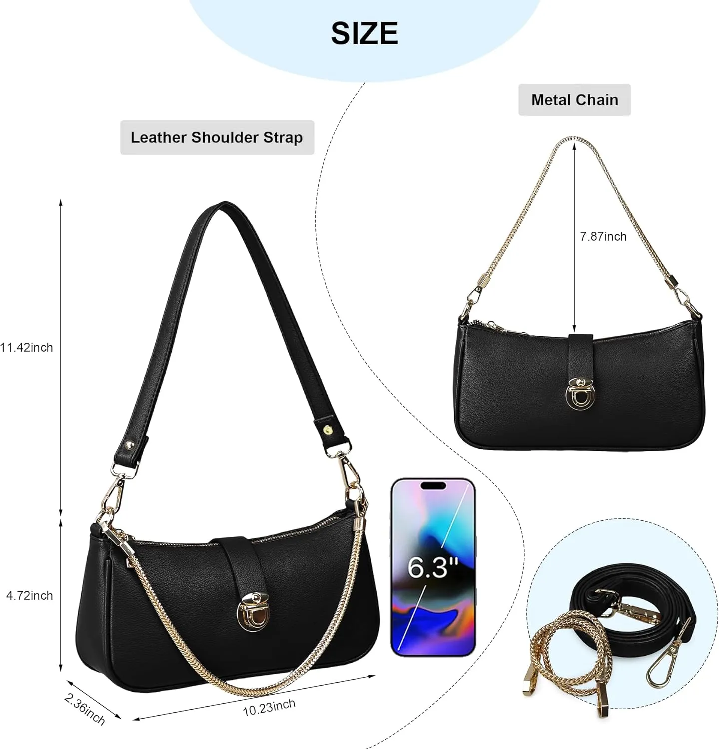 Handbags for Women Vegan Leather Women's Underarm Bag Shoulder Bag for Women Retro Clutch Hobo Purse