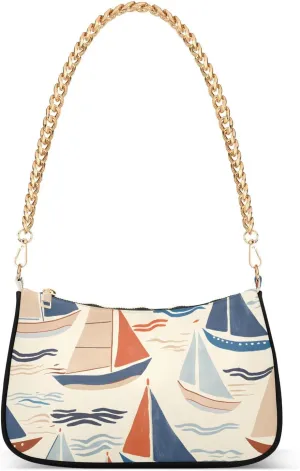 Handdrawn Sailboats Crossbody Bags for Women Tote Bag Women's Shoulder Handbags Clutch Purses for Women