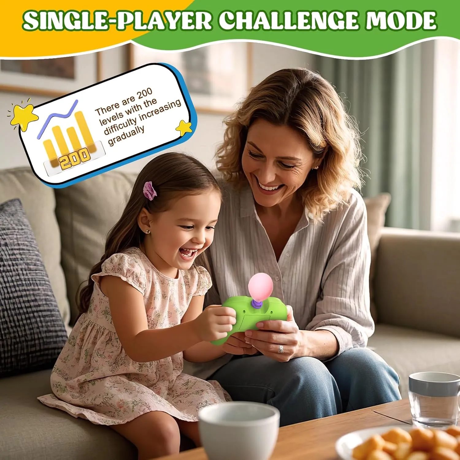 Handheld Speed Pushing Game Machine with Balloons 2-Player Fidget Games Light Up Quick Push Games Fast Push Puzzle Game Console for 8 9 10 11 12  Years Old Kids Adults-Yellow Green