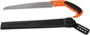 Handsaw with Scabbard | 10.5-inch Serrated Blade Compact Durable Lightweight Ergonomic Versatile Outdoor Hunting Tree Saw | Plastic Scabbard with Belt Loop Included